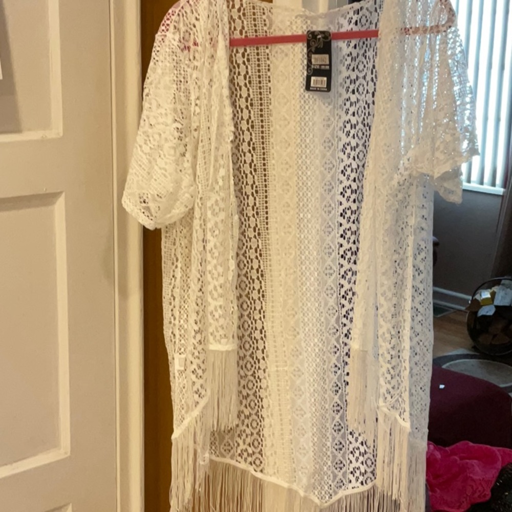 Swimsuit coverup onesie fits all beautiful white